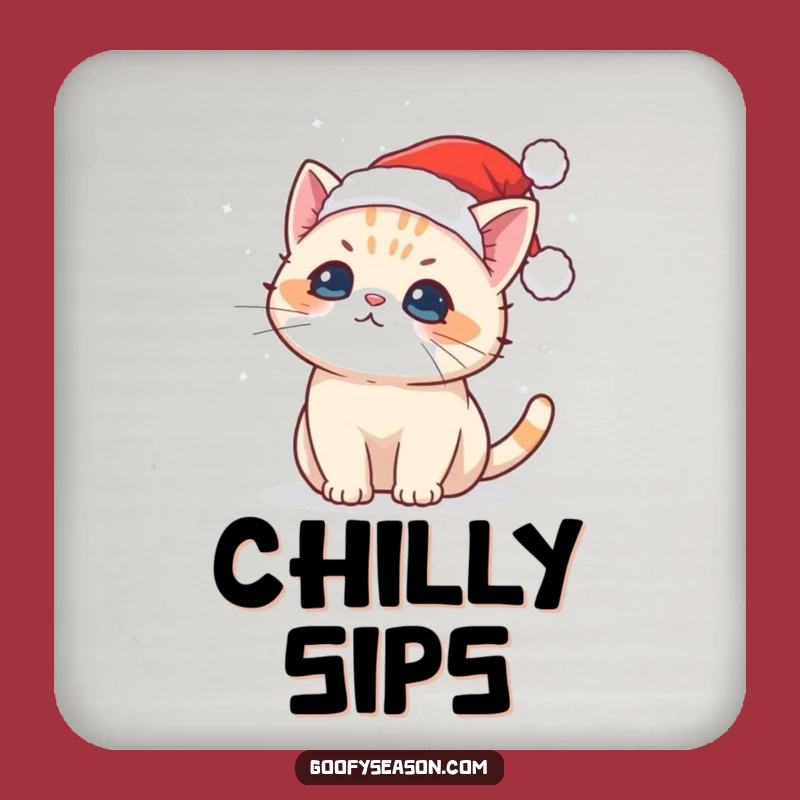 Funny Kawaii Cat Snowflake Coasters: Cute Santa Cat Drink Gift