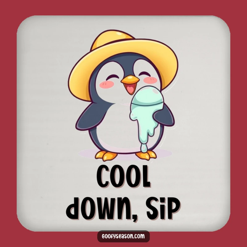Funny Penguin Coaster: Summer Ice Cream Style, Charming Humorous Gift