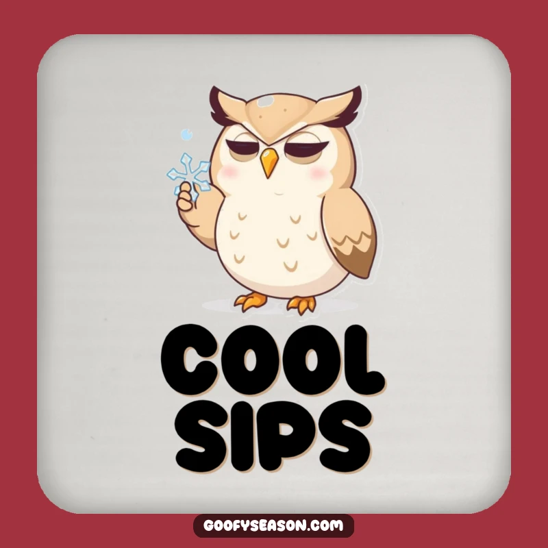 Funny Owl Snowflake Drink Coaster - Protect Surfaces with Winter Humor