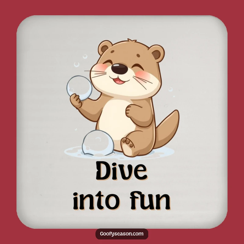 Funny Otter Snowball Fight Drink Coaster - Protect Surfaces with Playful Charm