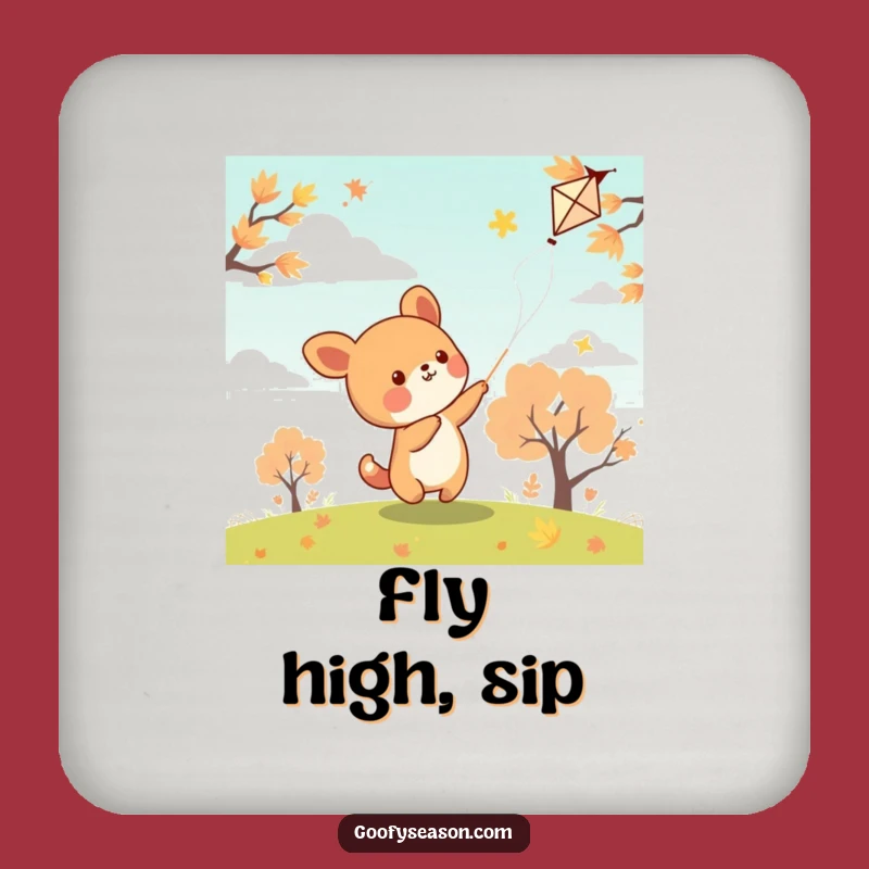 Funny Kawaii Kite Flyer Coaster Set - Cute Animal Protection, Perfect Funny Gift