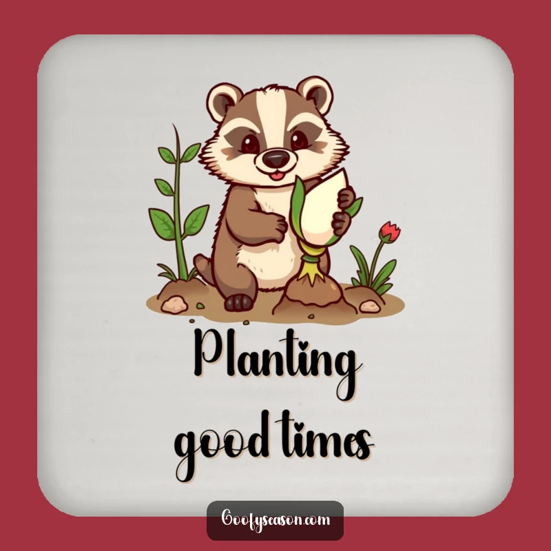 Funny Badger Planting Coaster - Humorous Gardener Protection Gift