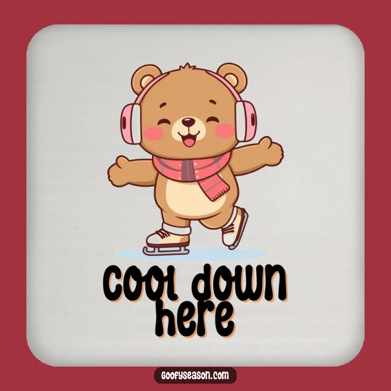 Funny Bear Ice Skating Coasters: Protect Surfaces with Winter Fun