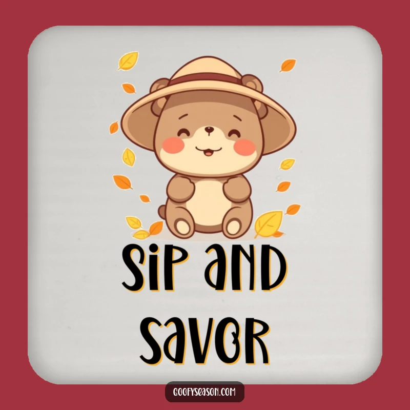 Funny Bear Leaf Catching Coaster: Protect Surfaces with Hilarious Autumn Charm