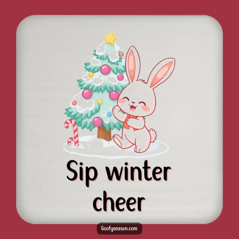 Funny Bunny Christmas Coaster - Protect Surfaces with Festive Holiday Charm