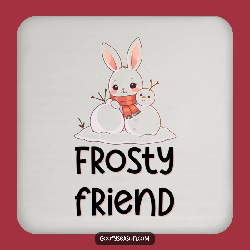 Funny Bunny Snowman Drink Coaster - Protect Surfaces with Winter Humor