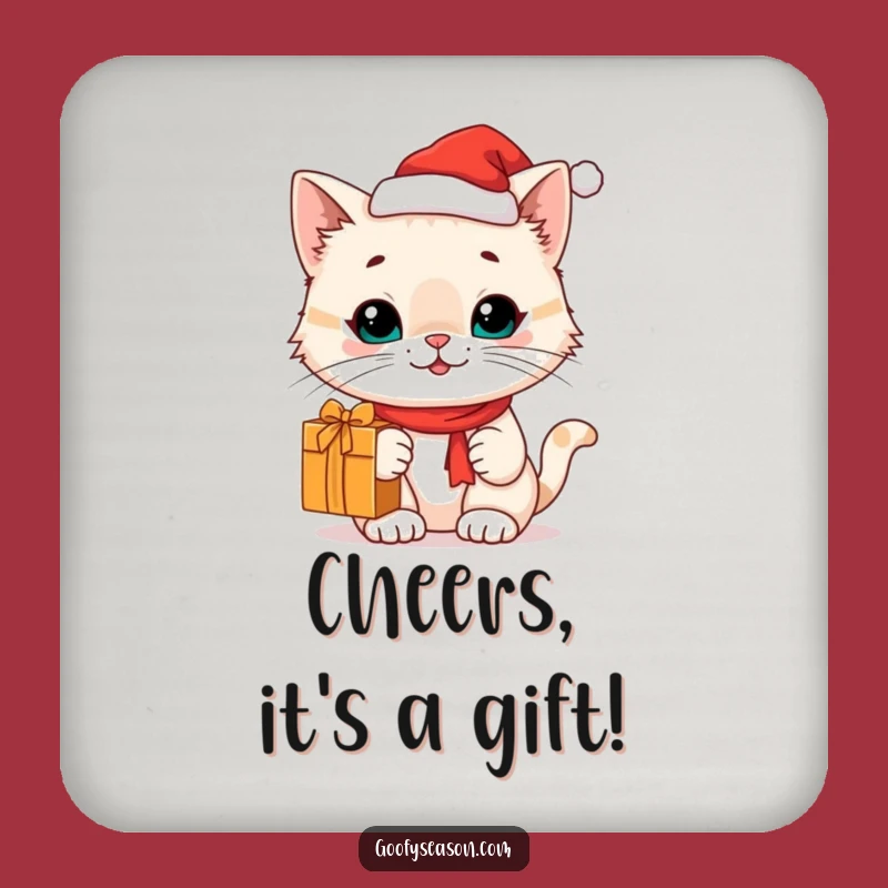 Funny Cat Santa Hat Coasters: Protect Tables with This Hilarious Holiday Fun