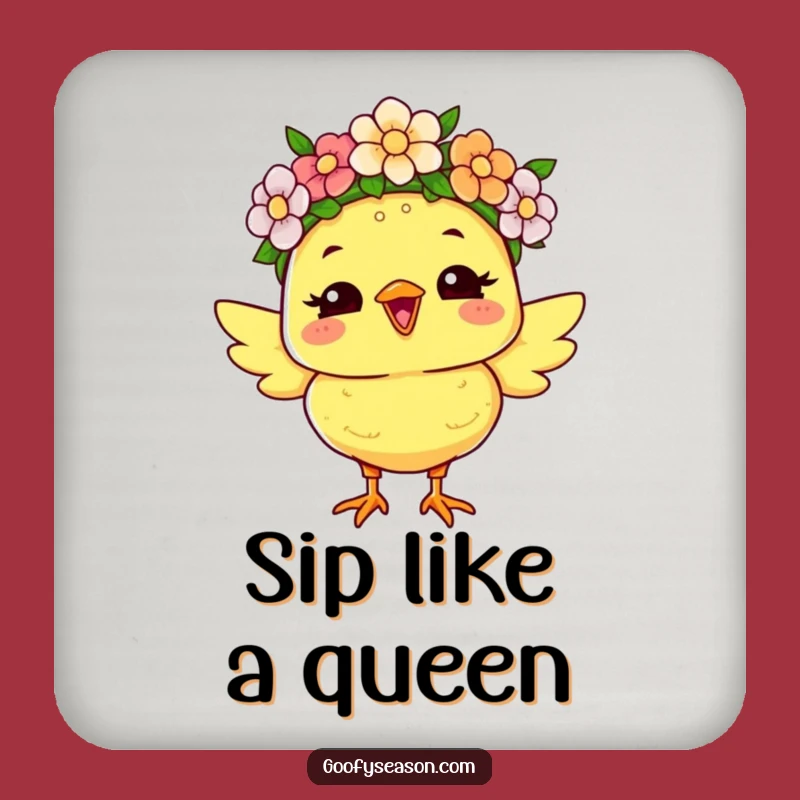 Funny Chick Flower Crown Coaster: Joyful Spring Protection, Gift