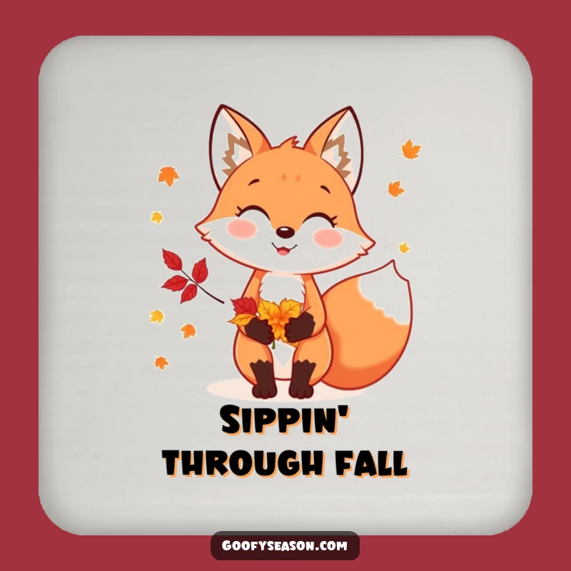 Funny Fox Autumn Leaves Coasters: Protect Surfaces with Fall Fun