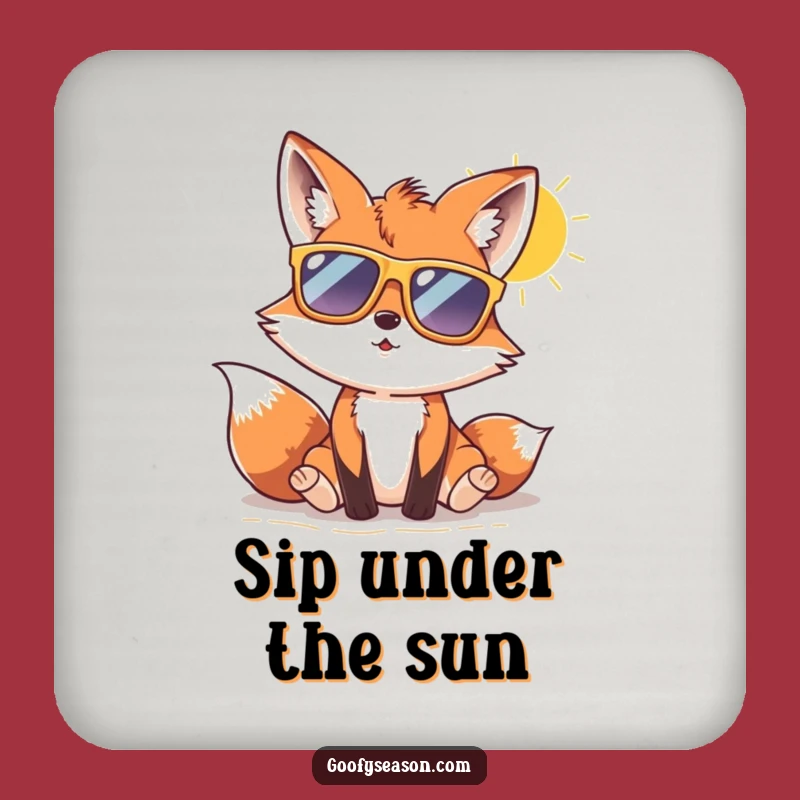 Funny Fox Beach Day Coasters: Protect Surfaces with Sunny Humor