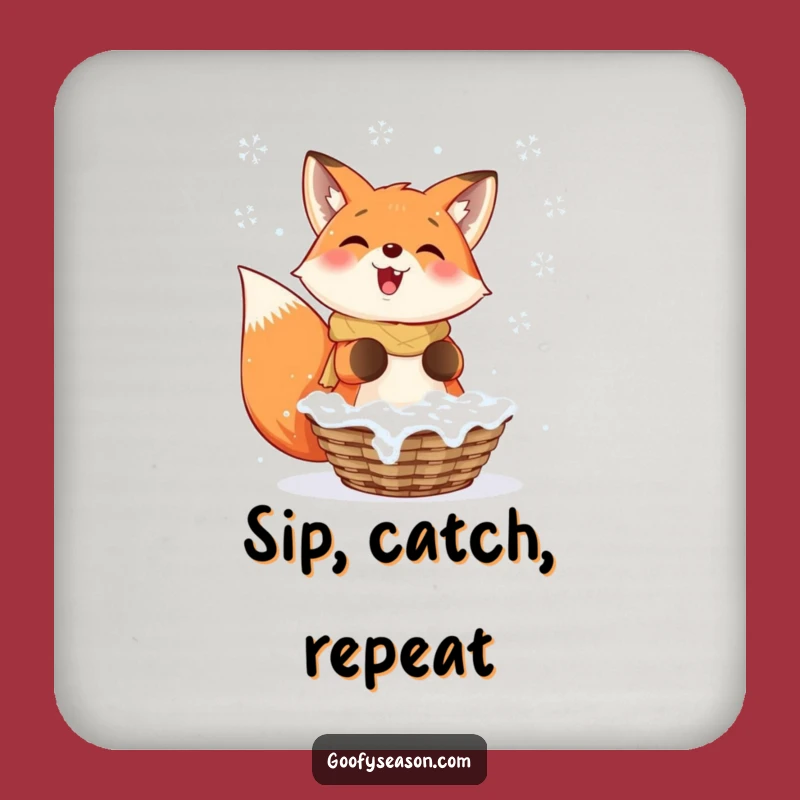 Funny Fox Snowflakes Coaster: Protect Surfaces with Winter Charm