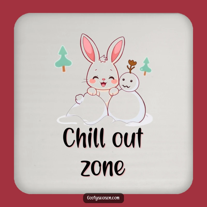 Funny Kawaii Bunny Snowman Drink Coaster: Protect Surfaces with Winter Style