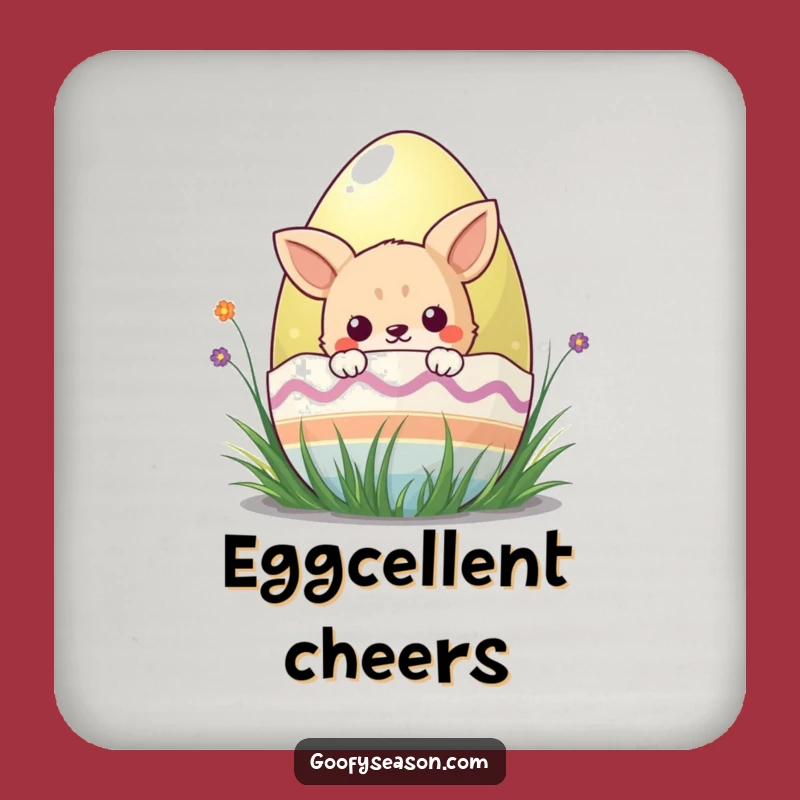 Funny Kawaii Easter Egg Coaster Set - Cute Animal Protection, Perfect Funny Gift