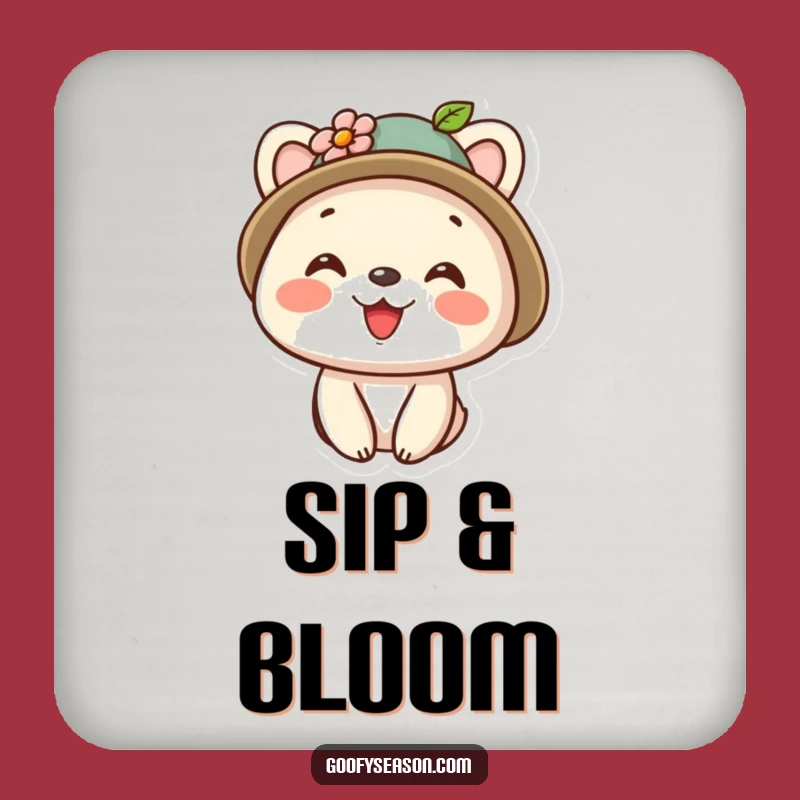 Funny Kawaii Floral Hat Animal Coaster - Cheerful Surface Protection Gift