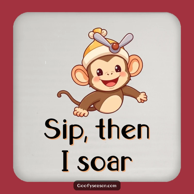 Funny Monkey Pilot Coasters: Cheerful Character Flying, Protect Surfaces with Humor
