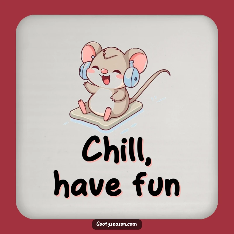 Funny Mouse Coaster: Winter Snow Slider Style, Charming Humorous Gift