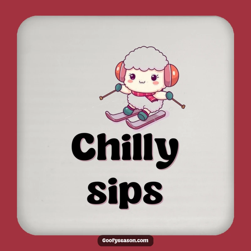 Funny Sheep Skiing Coaster: Protect Surfaces with Hilarious Winter Charm