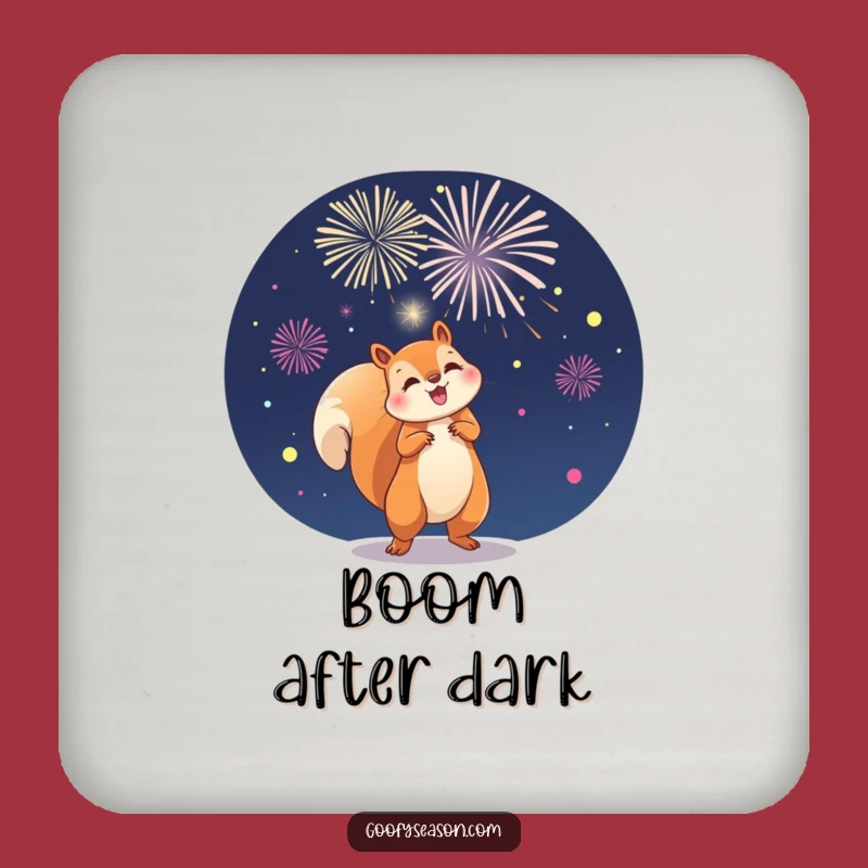 Funny Squirrel Fireworks Coasters: Protect Surfaces with Festive Fun