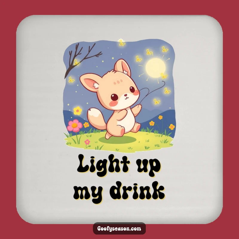 Funny Kawaii Firefly Chase Coaster - Magical Summer Surface Protection Gift