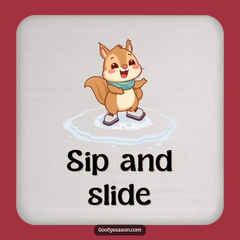 Funny Squirrel Skating Coaster: Protect Surfaces with Winter Fun
