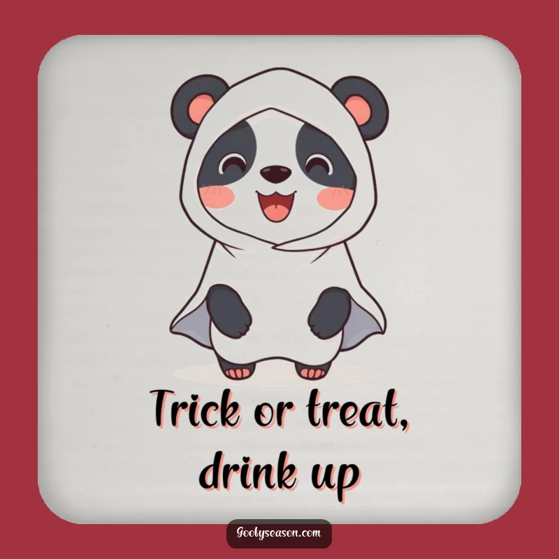 Funny Panda Ghost Halloween Coaster Set: Spooky Surface Protection
