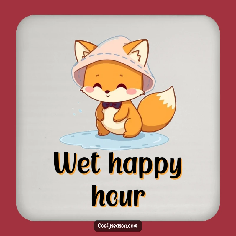 Funny Fox Puddle Coaster: Protect Surfaces with Hilarious Rain Charm