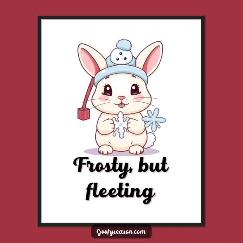 Funny Bunny Poster, Winter Charm Art, Cute Wall Decor Gift