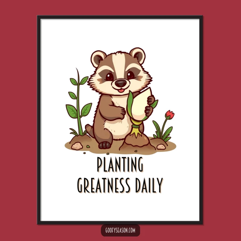 Funny Badger Planting Bulb Poster - Humorous Gardener Wall Art Gift