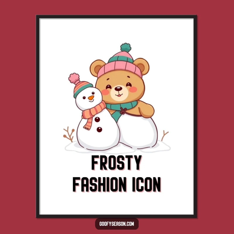 Funny Bear Snowman Poster - Hilarious Wall Art for a Cheerful Atmosphere