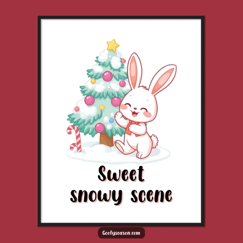 Funny Bunny Christmas Poster - Festive Wall Art for Winter Wonderland Decor