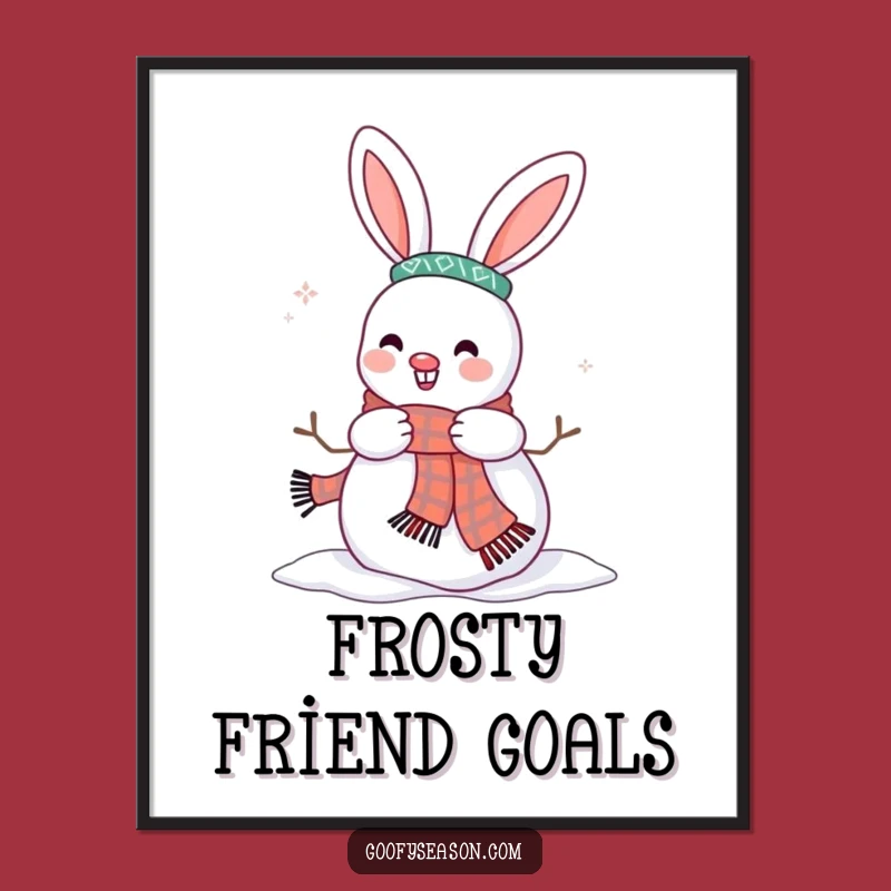 Funny Bunny Snowman Poster: Hilarious Winter Wall Art for a Cheerful Home