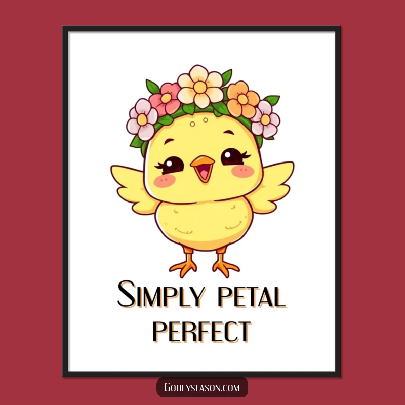 Funny Chick Flower Crown Poster: Joyful Spring Wall Art, Gift