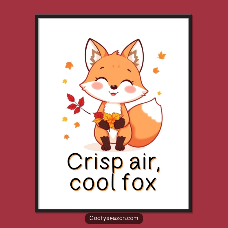 Funny Fox Autumn Leaves Poster: Bring Fall's Humor to Your Walls
