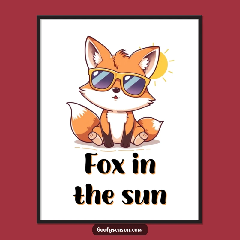 Funny Fox Beach Day Poster: Sunny Wall Art for Cool Vibes