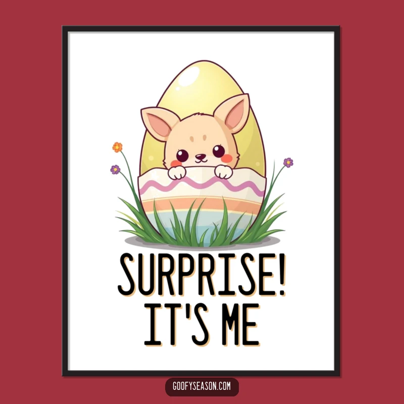 Funny Kawaii Easter Egg Poster - Adorable Animal Art, Charming Funny Gift Decor