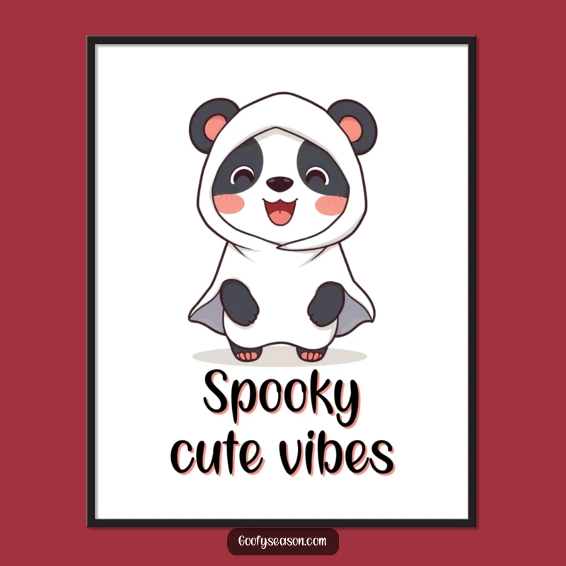 Funny Panda Ghost Halloween Poster: Spooky Cute Wall Art