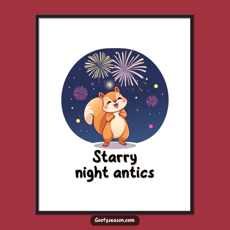 Funny Squirrel Fireworks Poster: Add Explosive Joy to Your Walls