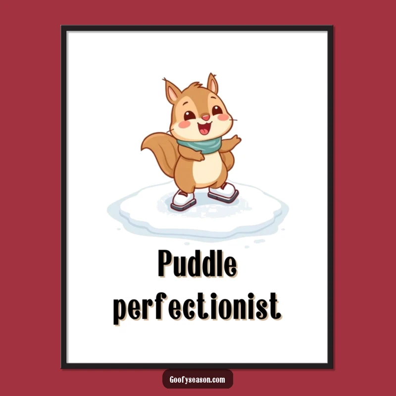 Funny Squirrel Skating Poster: Decorate with Winter Cheer and Humor