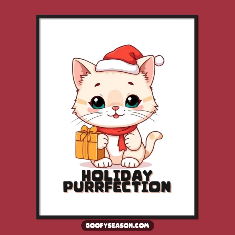 Funny Cat Santa Hat Poster: Bring Festive Cheer Home with This Hilarious Gift