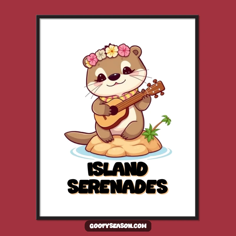 Funny Otter Ukulele Island Poster - Hilarious Tropical Music Wall Art!