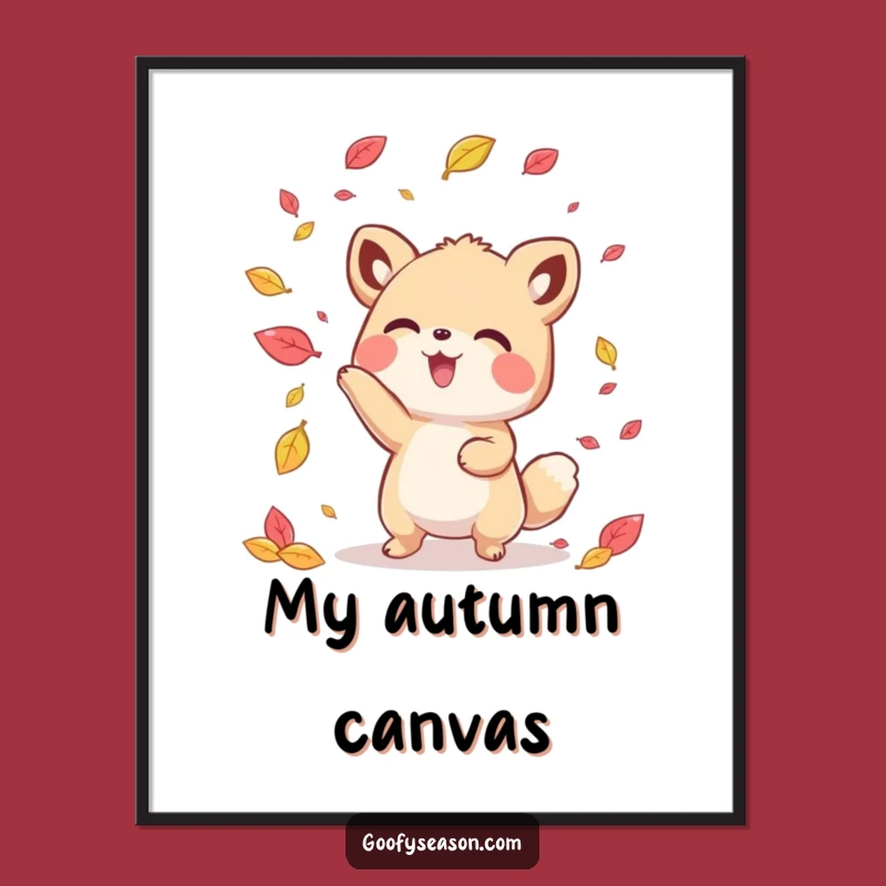 Funny Kawaii Autumn Animal Poster: Decorate with Playful Fall Cheer and Humor