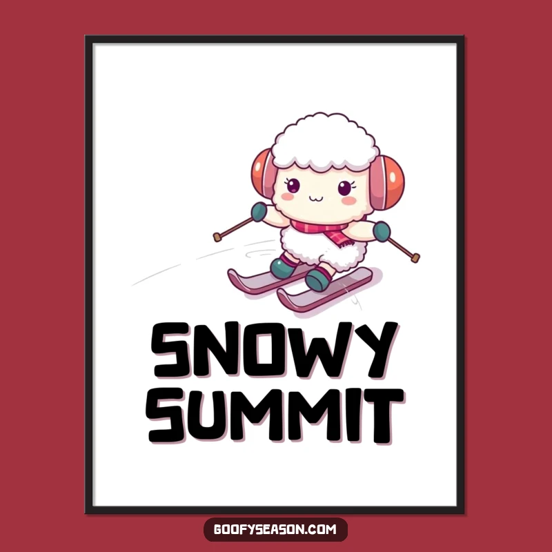 Funny Sheep Skiing Poster: Vibrant & Hilarious Winter Wall Art