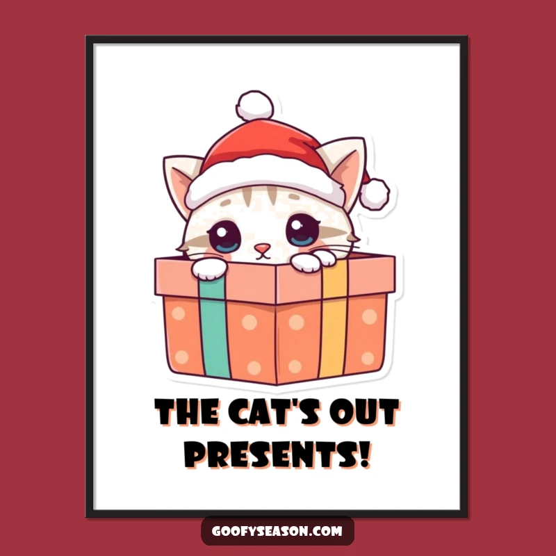 Funny Cat Santa Poster - Festive Wall Art and Holiday Gift