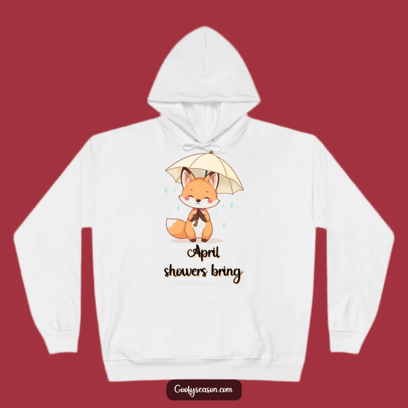 Funny Kawaii Spring Fox Hoodie - Cheerful Raindrops Umbrella Cozy