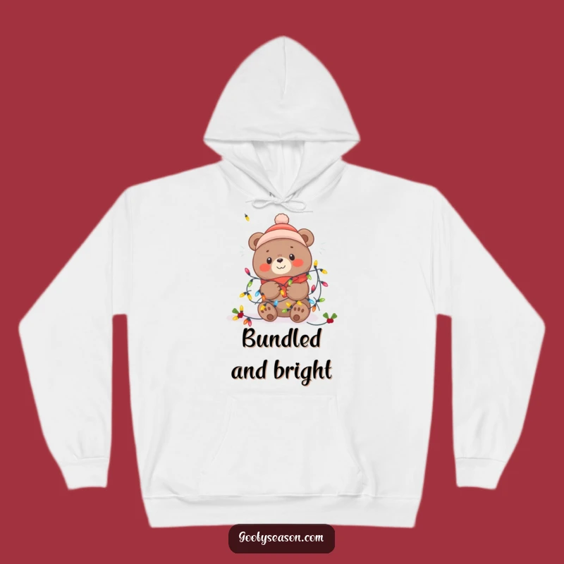Funny Kawaii Winter Bear Hoodie - Festive Lights Chaos Gift