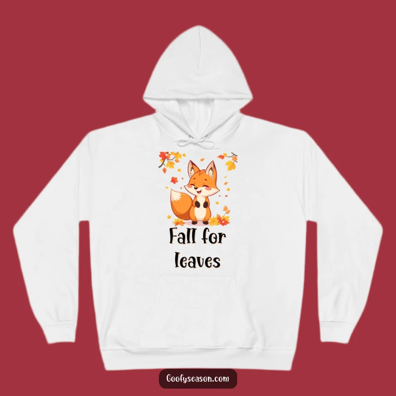 Cozy Funny Fox Autumn Leaves Hoodie - Warm Up with Festive Fall Vibes