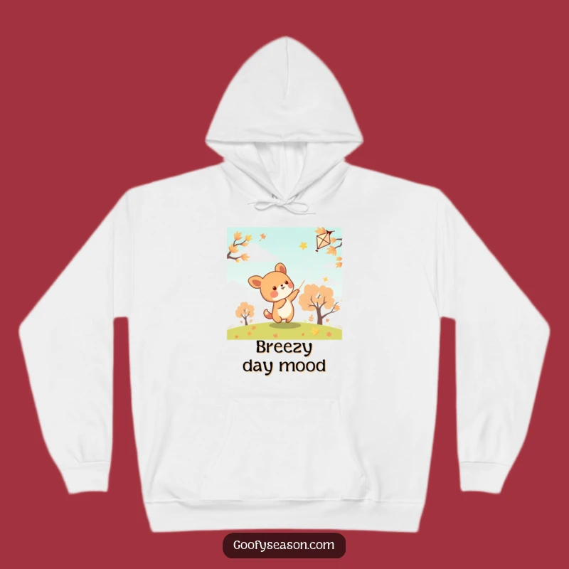 Cozy Funny Kawaii Kite Flyer Hoodie - Warm Autumn Animal, Perfect Warm Funny Gift