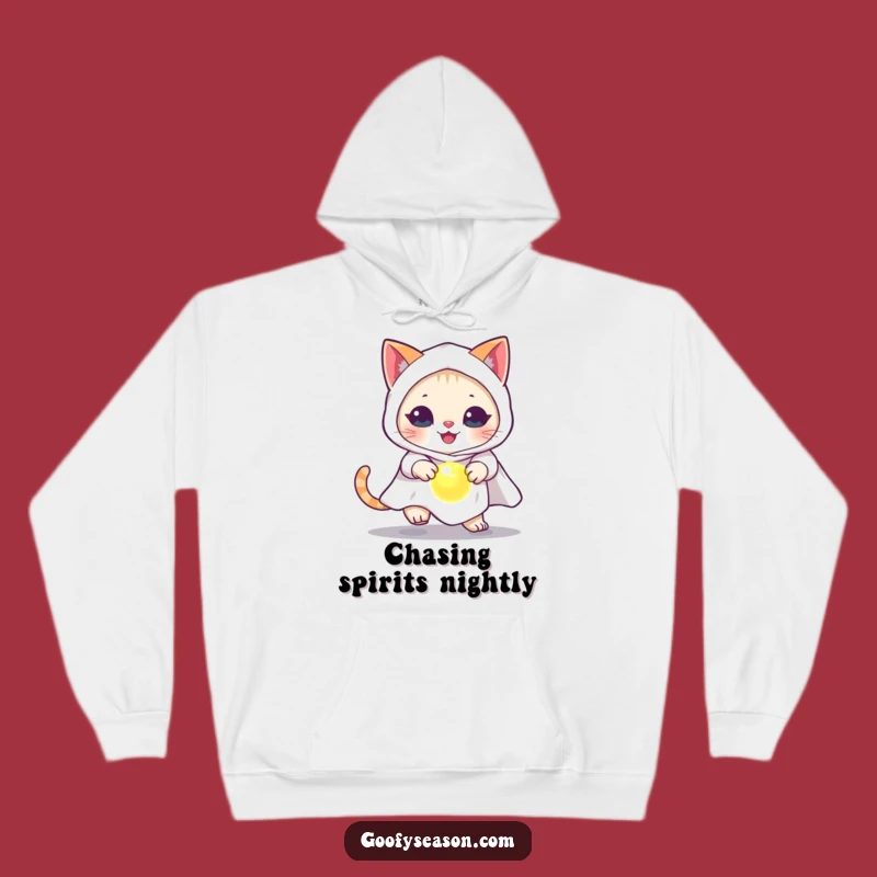 Cozy Ghost Cat Hoodie: Stay Warm and Spooky with This Funny Halloween Essential