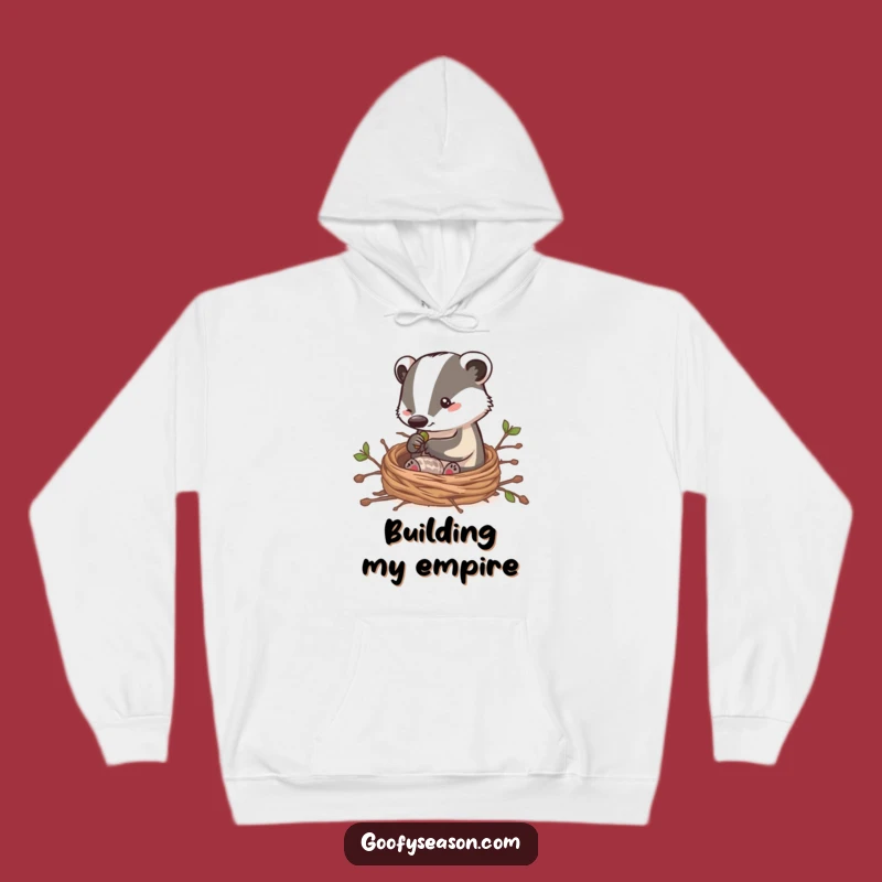 Funny Badger Builder Hoodie: Cozy Nest Master, Perfect Gift