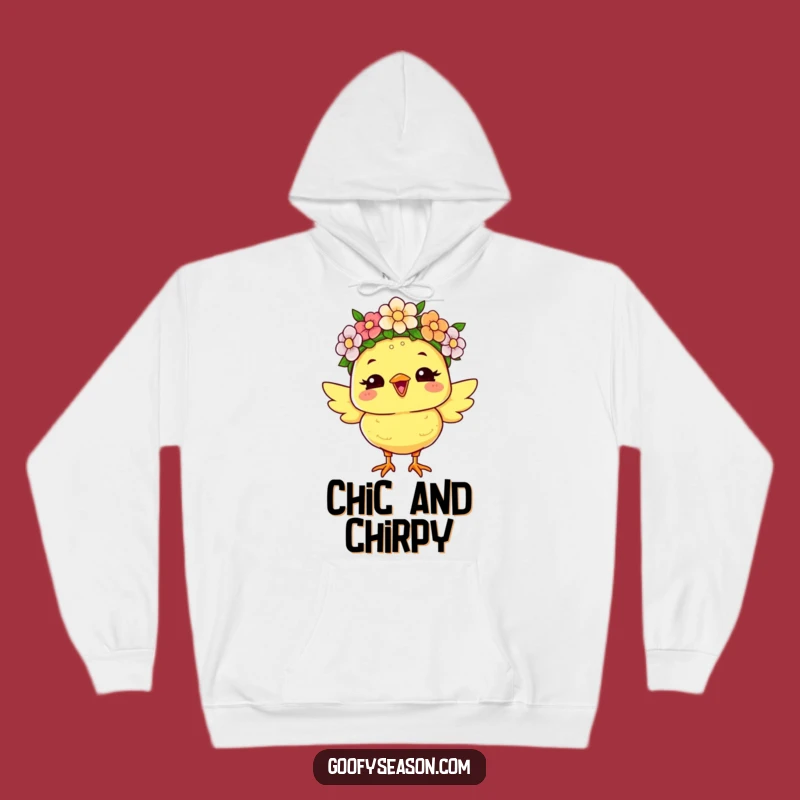 Funny Chick Flower Crown Hoodie: Cozy Joyful Character, Perfect Gift